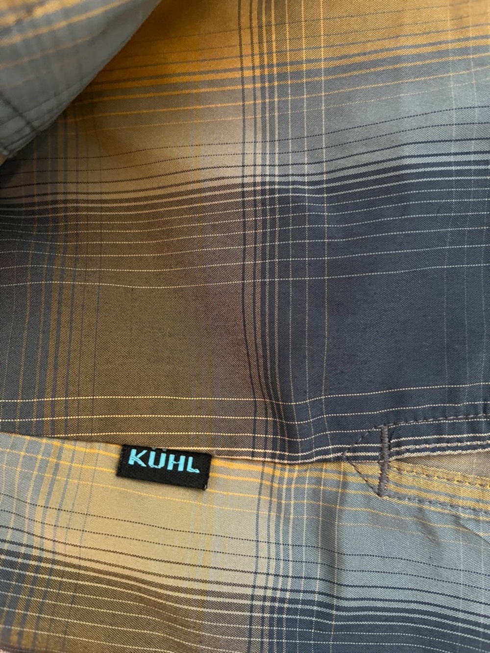 KÜHL Men's Blue and  Mustard Yellow Outdoor Button Front Shirt Size S - Picture 10 of 10